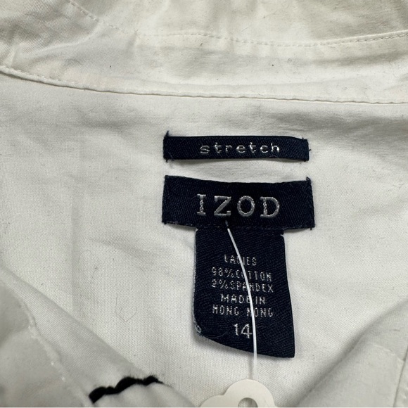 Izod White Button Front Sleeveless Top Size 14 - Picture 3 of 6